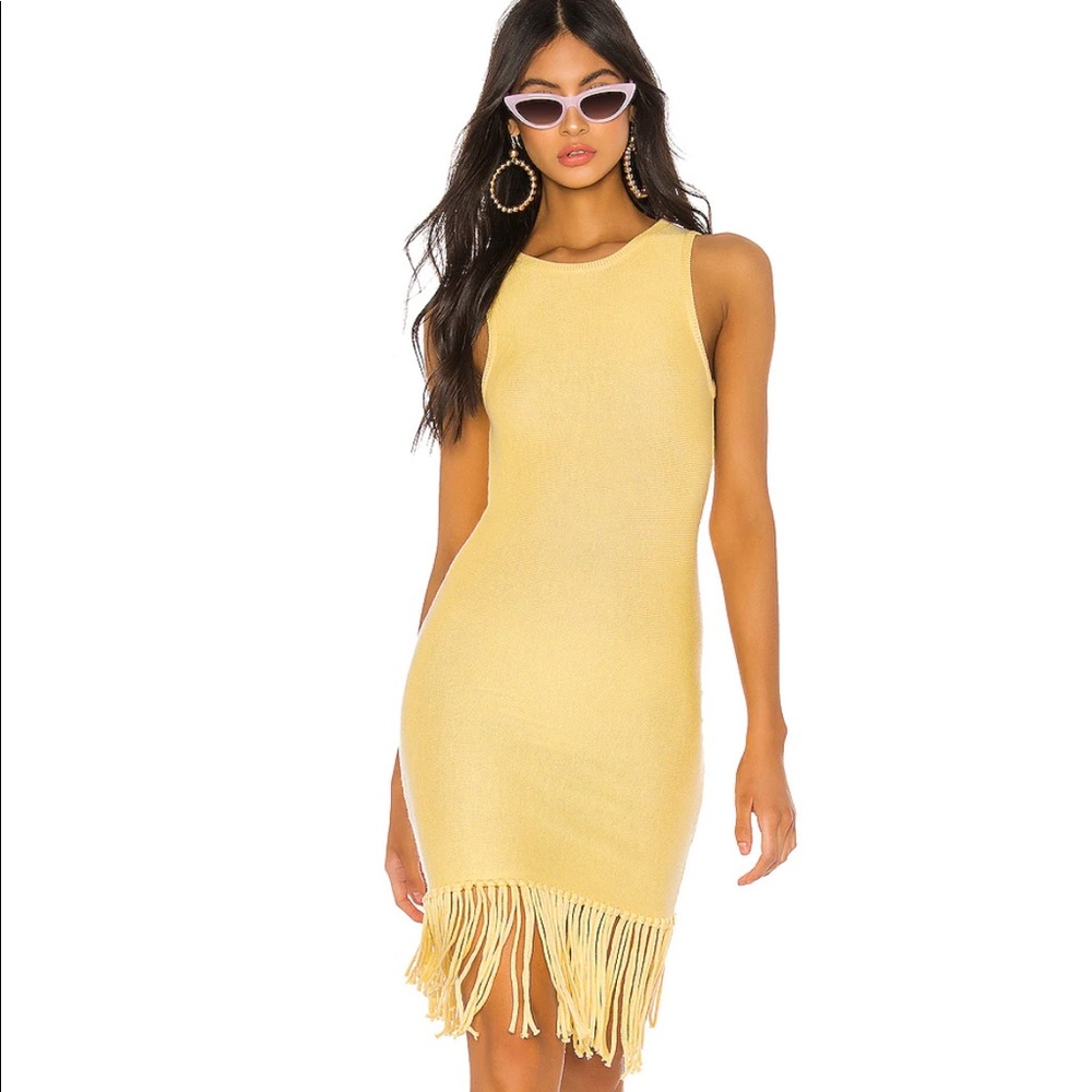 Tularosa Marissa Dress, Yellow, Size Medium, Fringe Bottom. SOLD OUT!